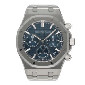 Brand New Audemars Piguet Royal Oak 26240ST mostrador azul Relógio Masculino Caixa e Documentos