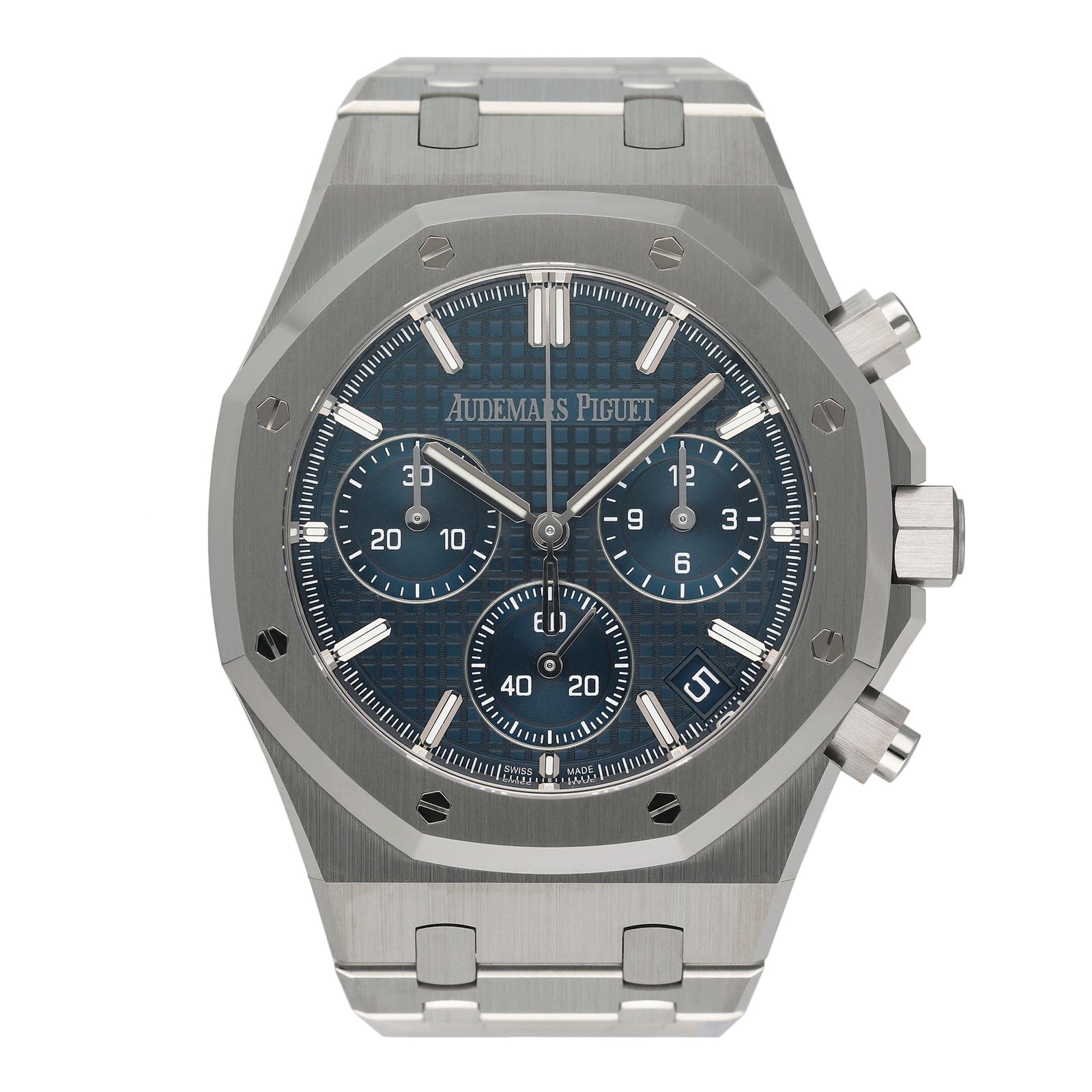 Brand New Audemars Piguet Royal Oak 26240ST mostrador azul Relógio Masculino Caixa e Documentos