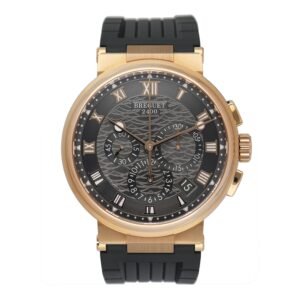 Breguet Marine Chronographe 5527 Slate Dial 18k ouro rosa Relógio Masculino Caixa e Documentos