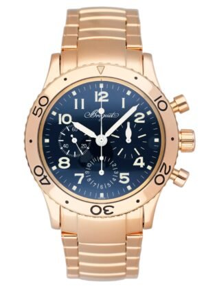 Breguet Type XX 3800 mostrador azul 18k ouro rosa Relógio Masculino