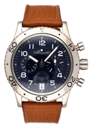 Breguet Type XX 3820 mostrador azul 18k ouro branco Relógio Masculino