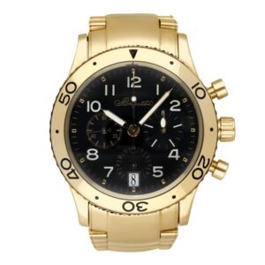 Breguet Type XX 3820BA mostrador preto 18k ouro amarelo Relógio Masculino