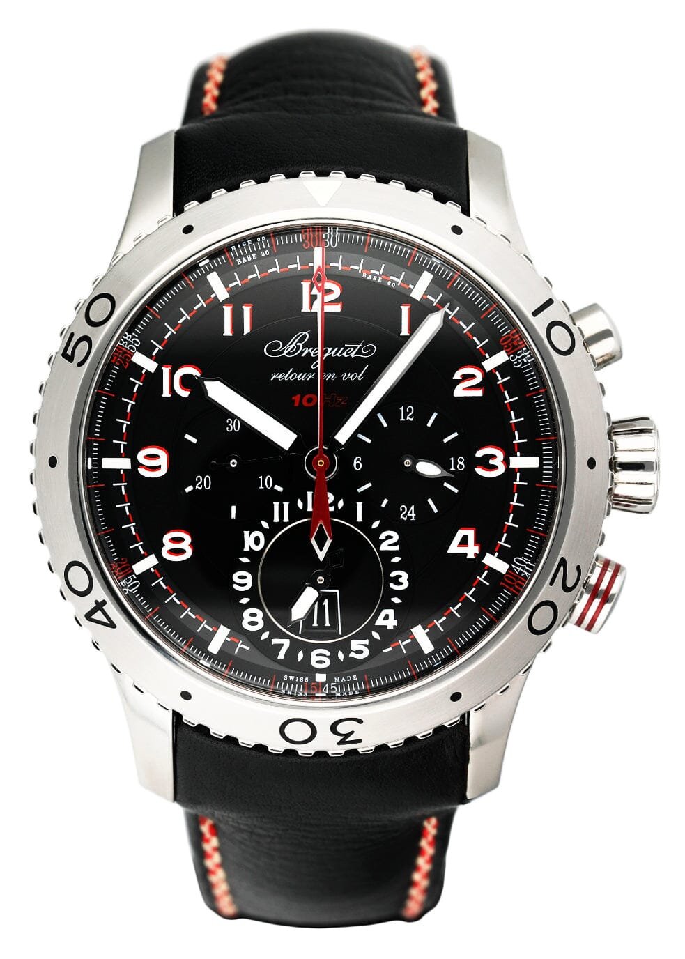 Breguet Type XXII 3880 mostrador preto Chronograph Relógio Masculino