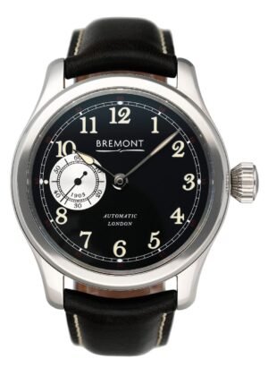 Bremont Wright Flyer mostrador preto Steel Limited Relógio Masculino Caixa e Documentos