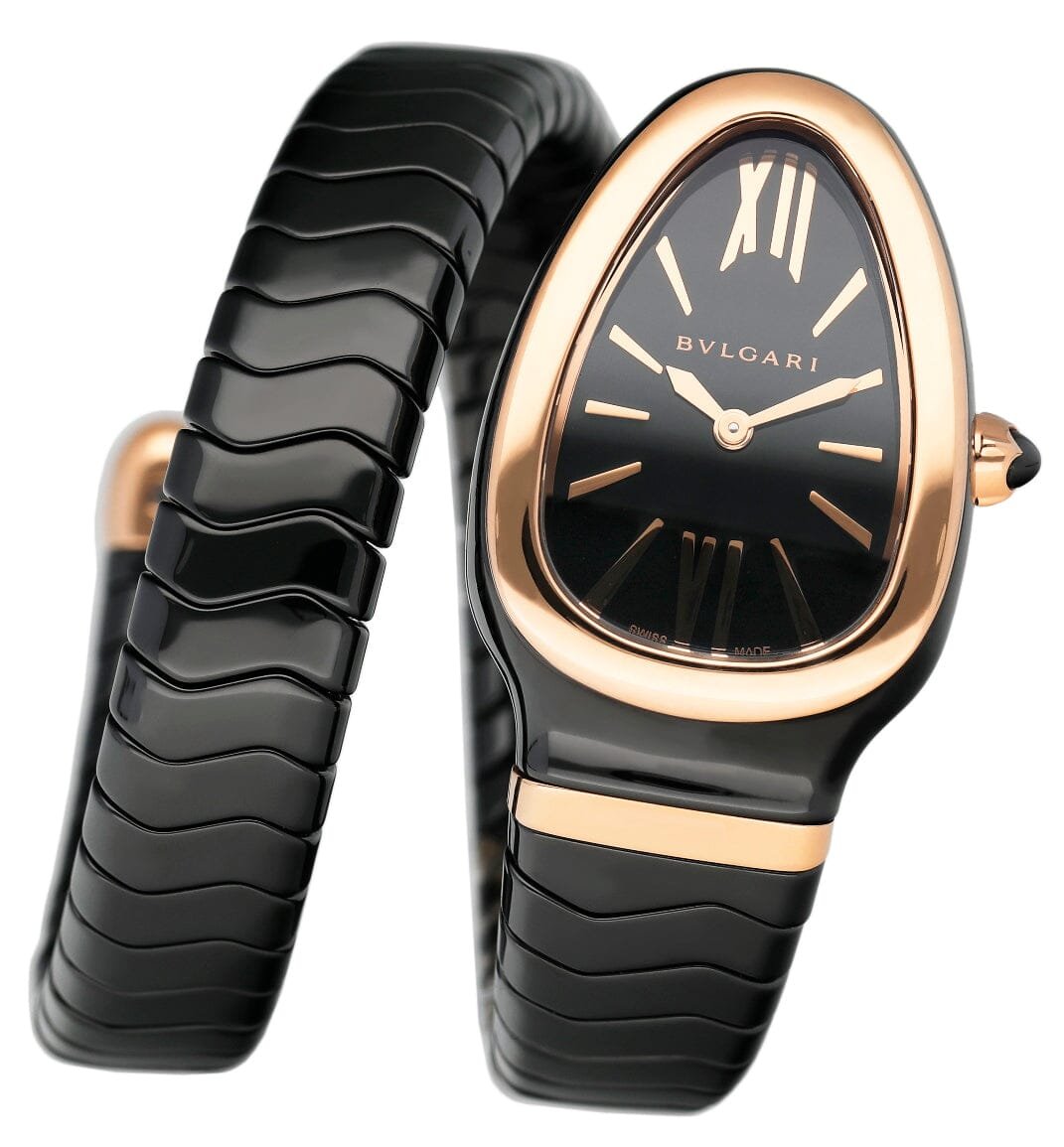 Bvlgari Serpenti 102735 Ceramic 18k ouro rosa Relógio Feminino com Documentos