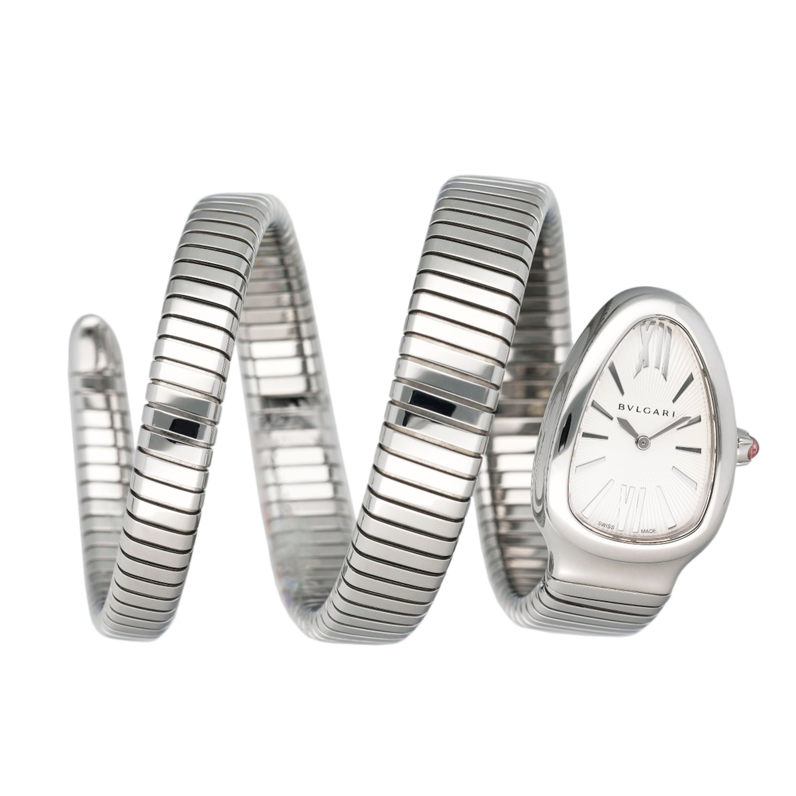 Bvlgari Serpenti Tubogas 101911 mostrador prata Steel Relógio Feminino