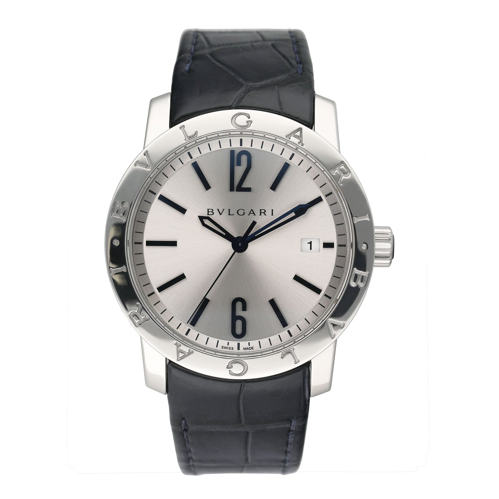 Bvlgari Solotempo BB 39 S mostrador prata Steel Relógio Feminino Caixa e Documentos