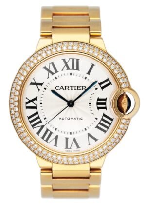 Cartier Ballon Bleu WE9004Z3 Diamond Bezel 18k ouro amarelo Relógio Feminino