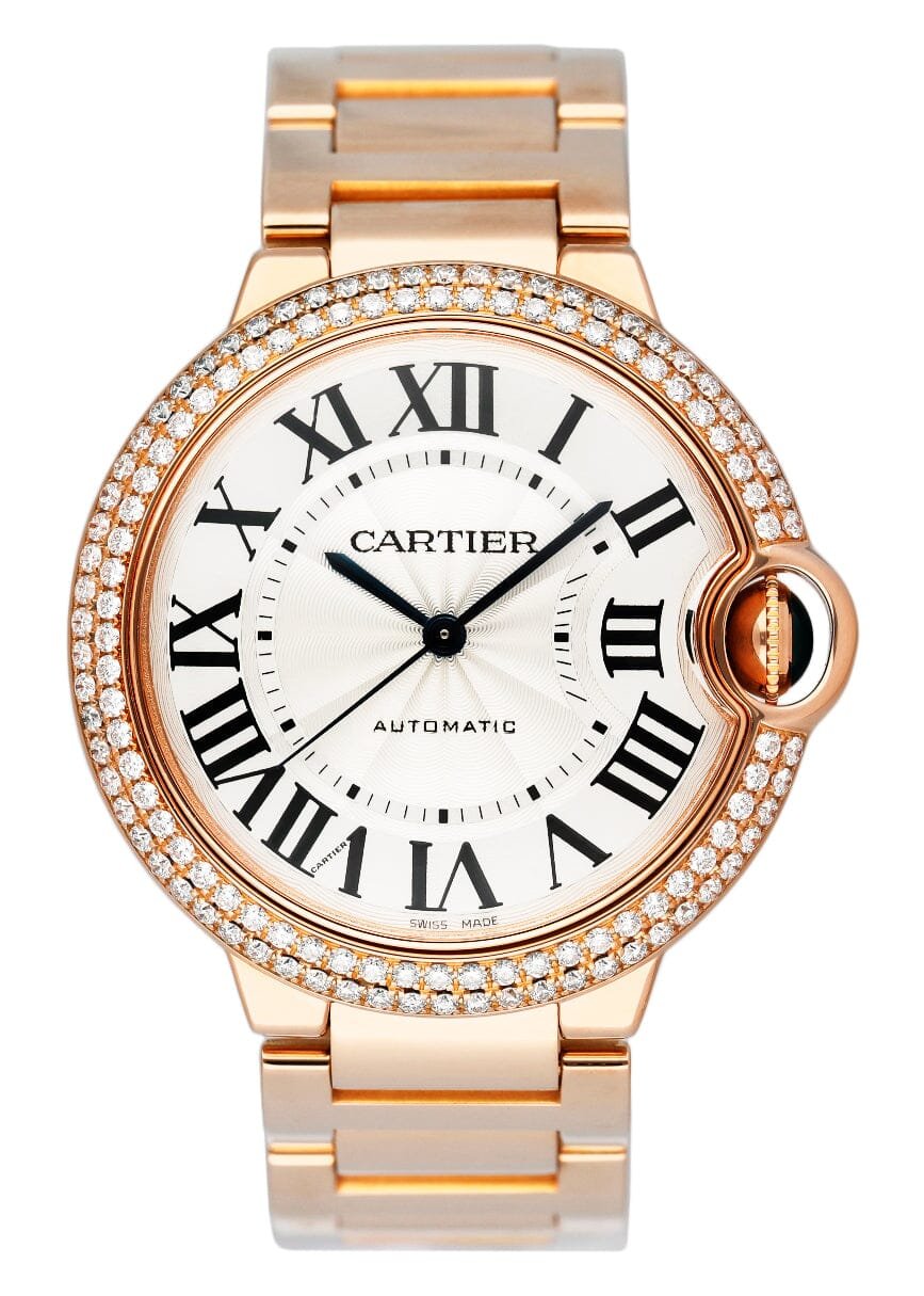 Cartier Ballon Bleu WE9005Z3 Diamond ouro rosa Relógio Feminino Caixa e Documentos