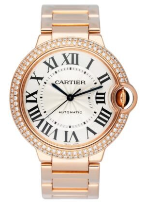 Cartier Ballon Bleu WE9005Z3 Diamond ouro rosa Relógio Feminino Caixa e Documentos