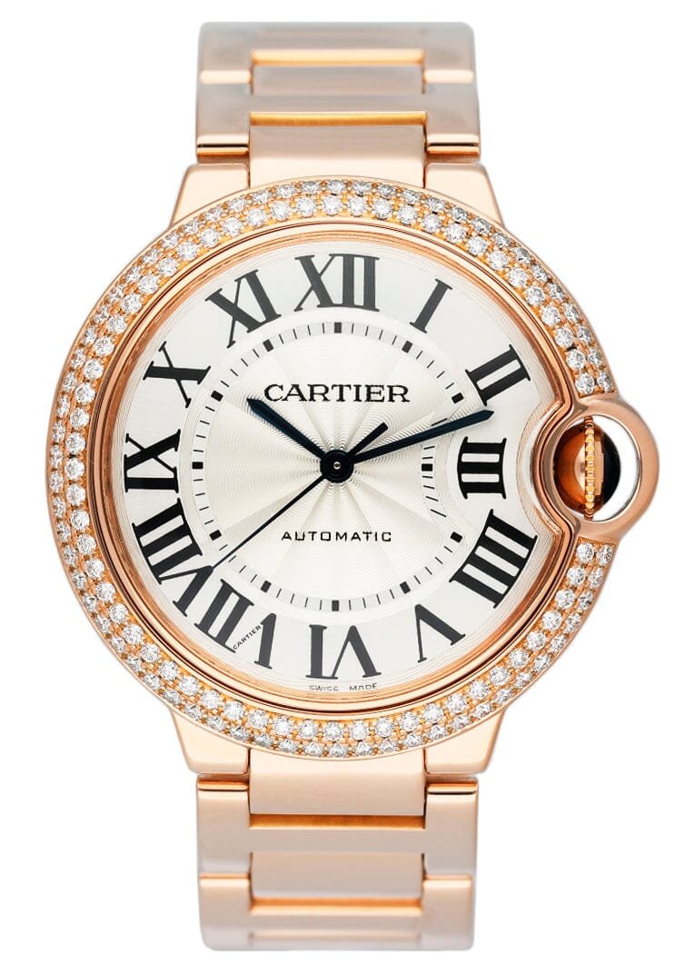 Cartier Ballon Bleu WE9005Z3 Diamond ouro rosa Relógio Feminino Caixa e Documentos