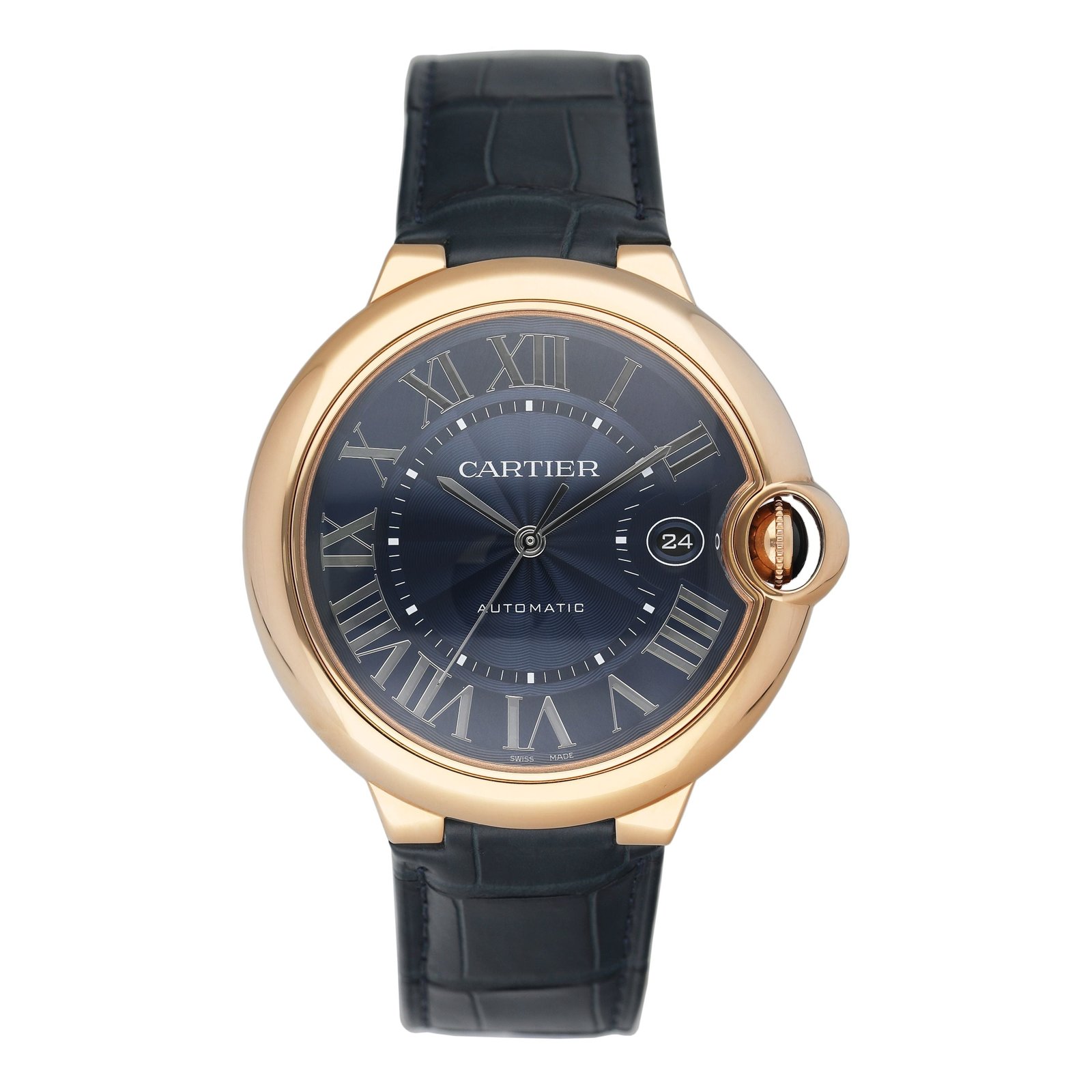 Cartier Ballon Bleu WGBB0036 Blue Dail 18k ouro rosa Relógio Masculino Caixa e Documentos