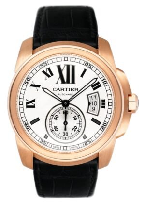 Cartier Calibre Large W7100009 mostrador prata ouro rosa Relógio Masculino