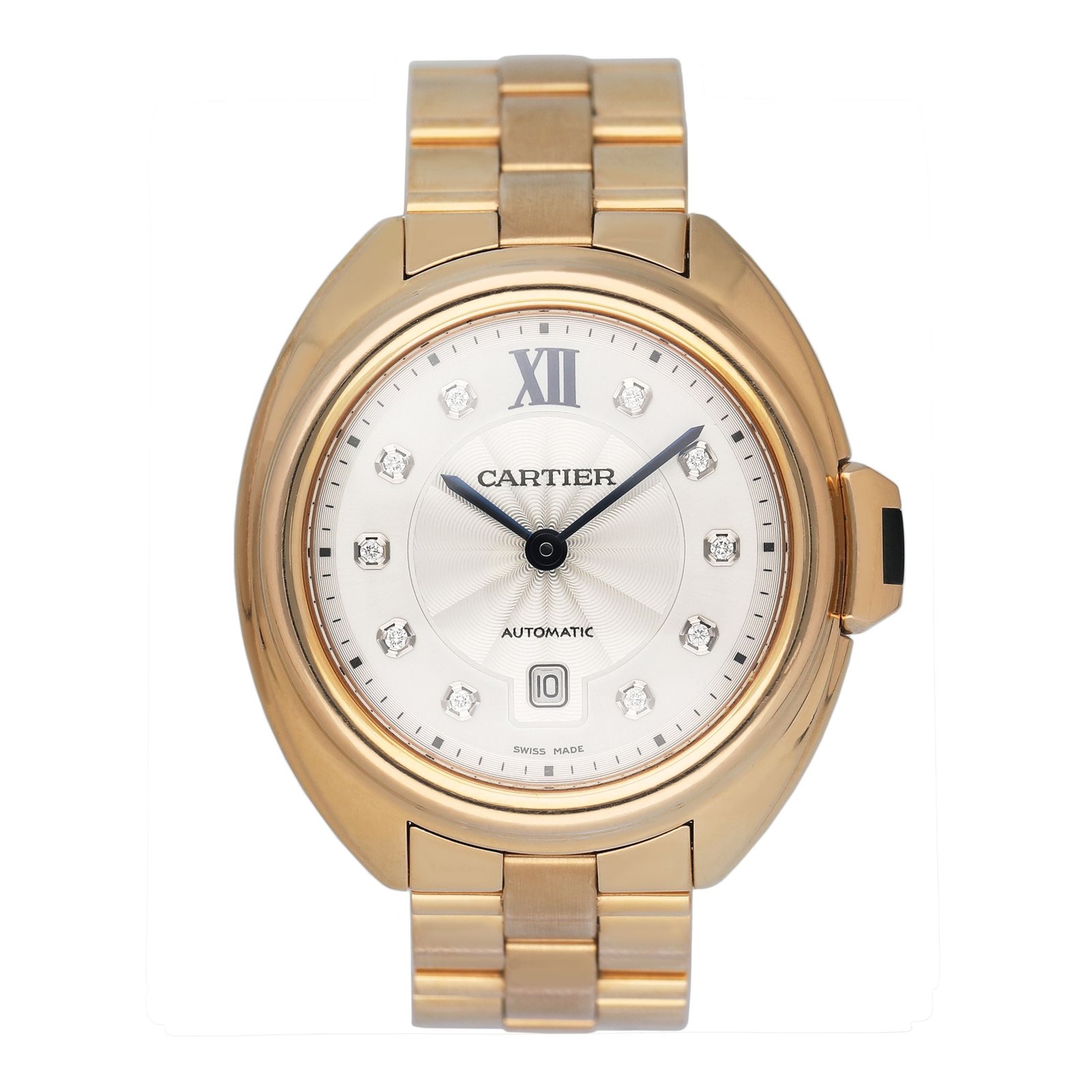 Cartier Clé de WJCL0034 Diamond mostrador prata 18k ouro rosa Relógio Feminino
