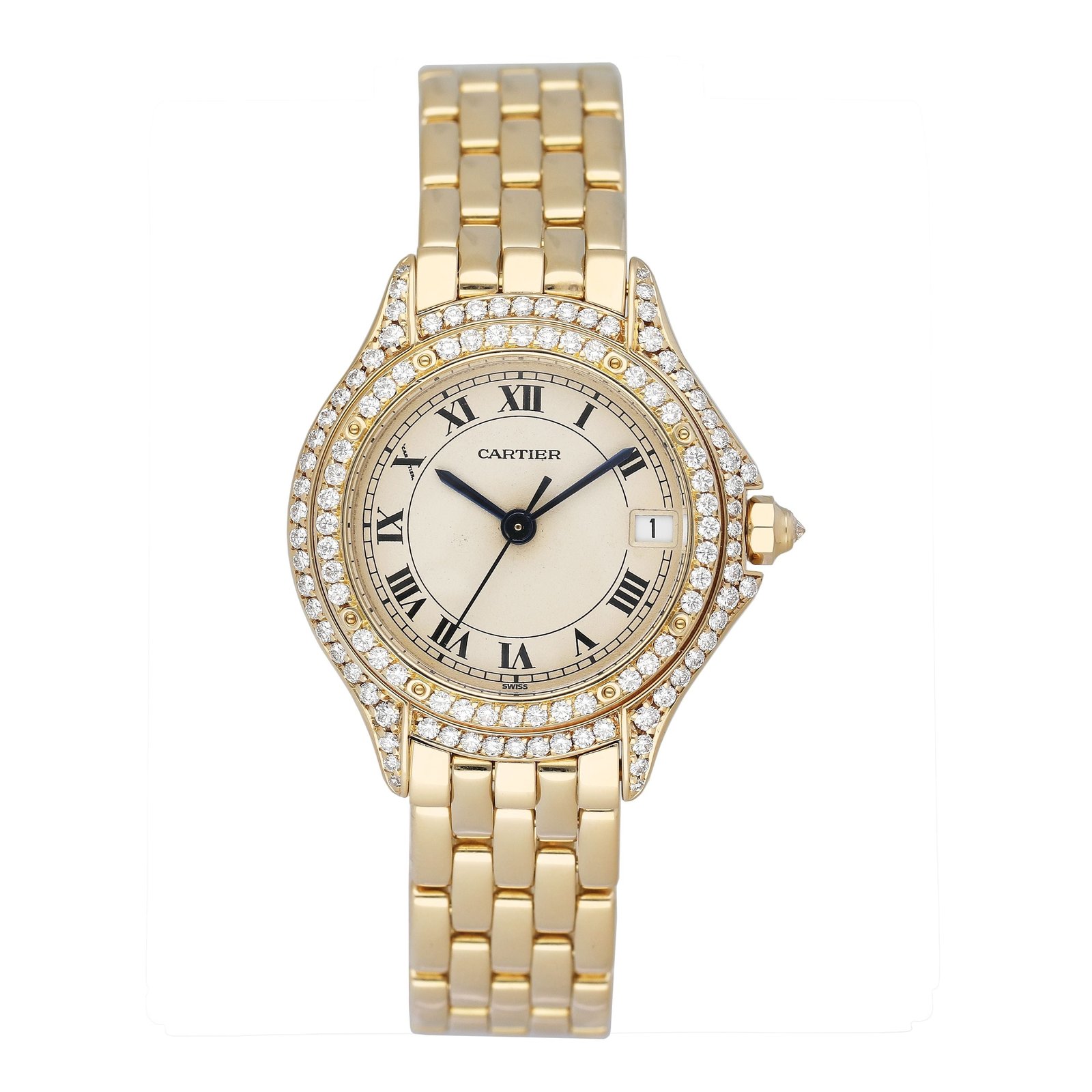 Cartier Cougar WF8003B9 Diamond 18k ouro amarelo Relógio Feminino