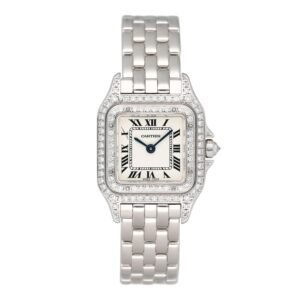 Cartier Panthere WF3118F3 18k ouro branco Diamond Relógio Feminino With Service Papers