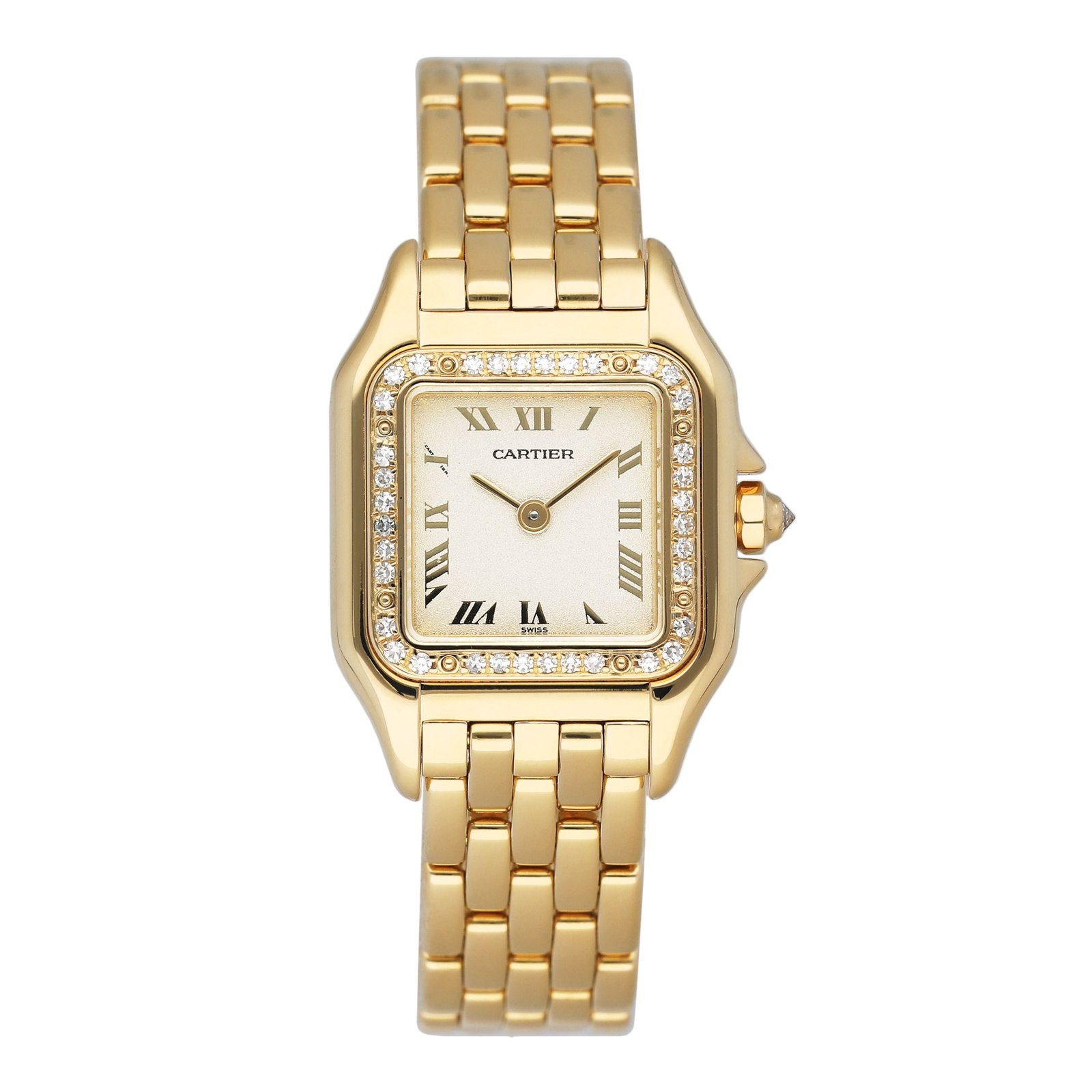 Cartier Panthere WF3215B9 mostrador prata Diamond Relógio Feminino