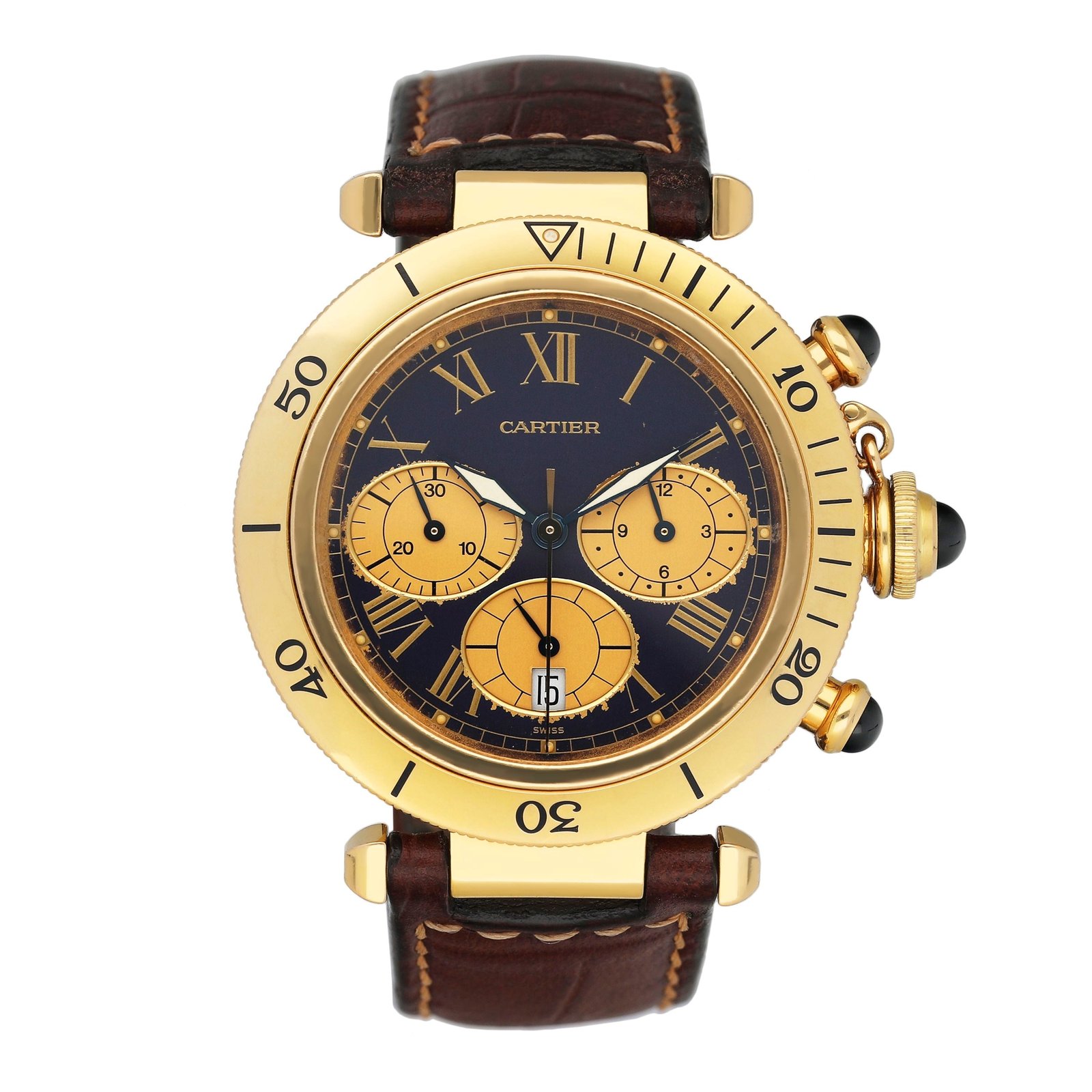 Cartier Pasha W3003551 mostrador azul Chronograph Relógio Masculino