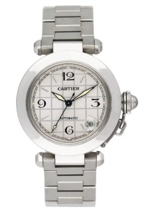 Cartier Pasha W31023M7 mostrador prata Steel Relógio
