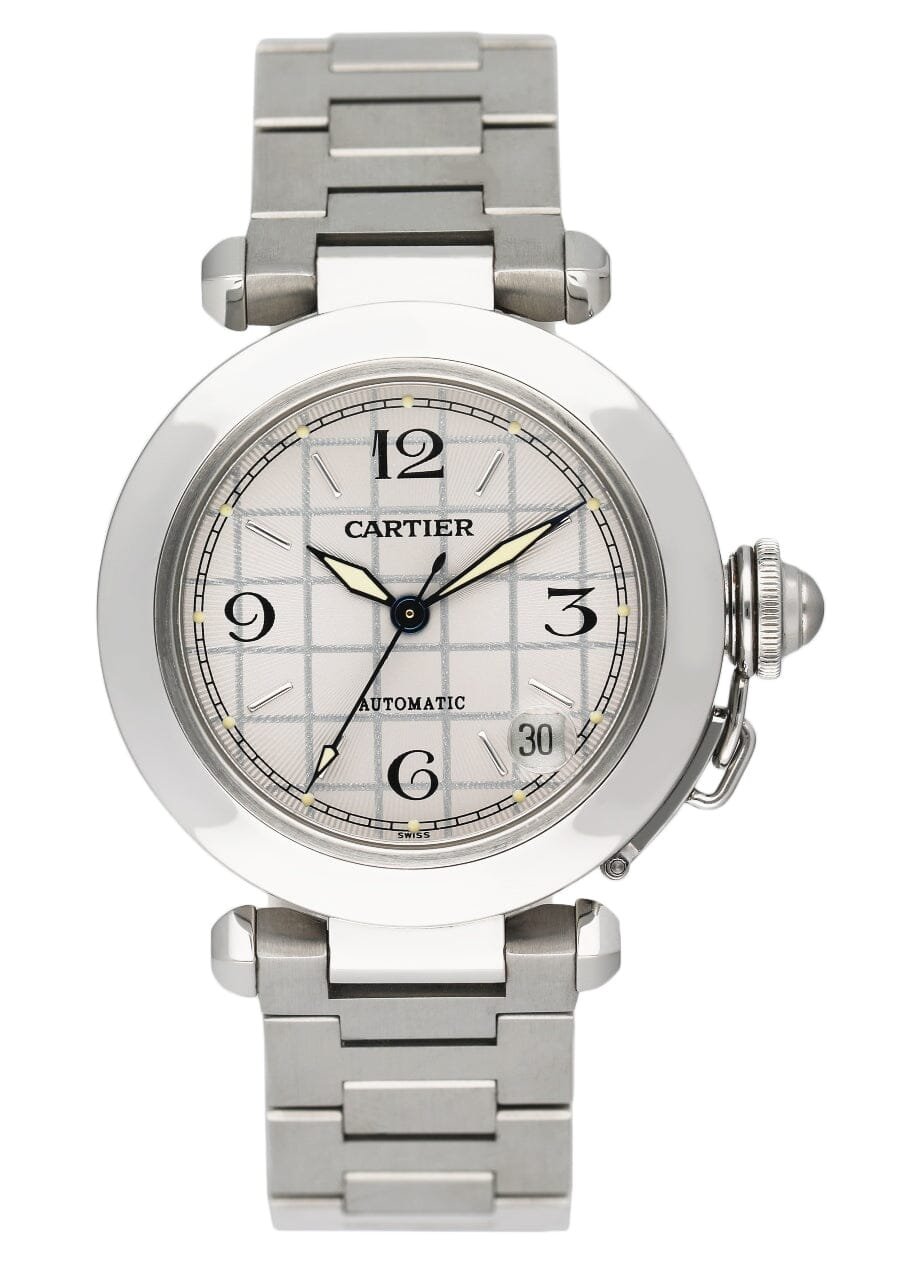Cartier Pasha W31023M7 mostrador prata Steel Relógio