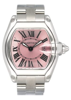 Cartier Roadster W62017V3 Pink Dial Steel Relógio Feminino