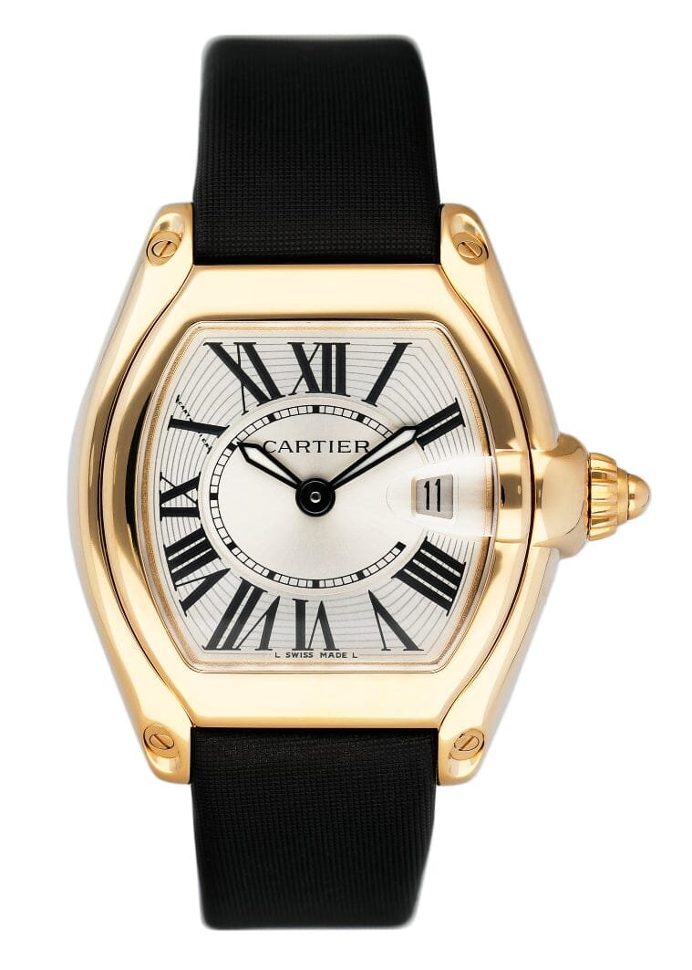 Cartier Roadster W62018Y5 Sliver Dial ouro amarelo Relógio Feminino