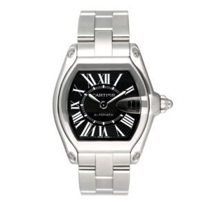 Cartier Roadster W62041V3 mostrador preto Steel Relógio Masculino