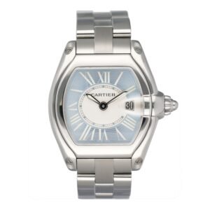 Cartier Roadster W62053V3 mostrador azul Two Tone ouro amarelo Relógio Feminino