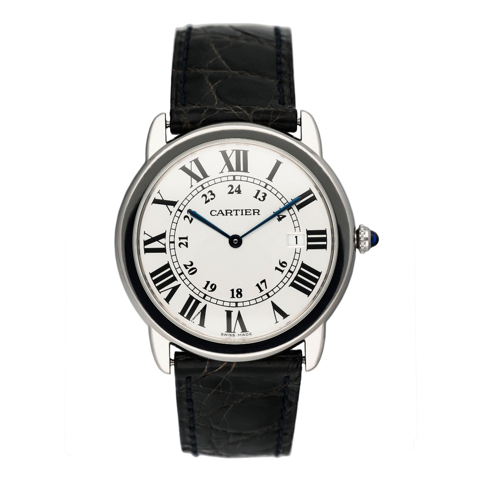 Cartier Ronde Solo W6700255 mostrador prata Relógio Masculino