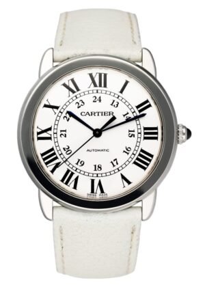Cartier Ronde Solo WSRN0021 mostrador prata Relógio Masculino Caixa e Documentos