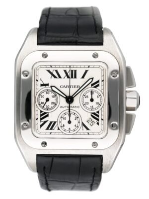 Cartier Santos-100 XL W20090X8 Chronograph Steel Relógio Masculino Caixa e Documentos