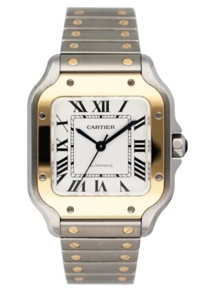 Cartier Santos De Cartier W2SA0007 Midsize Two-Tone Relógio Feminino Caixa e Documentos