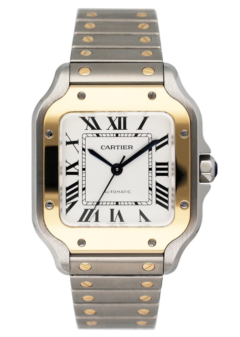 Cartier Santos De Cartier W2SA0007 Midsize Two-Tone Relógio Feminino Caixa e Documentos