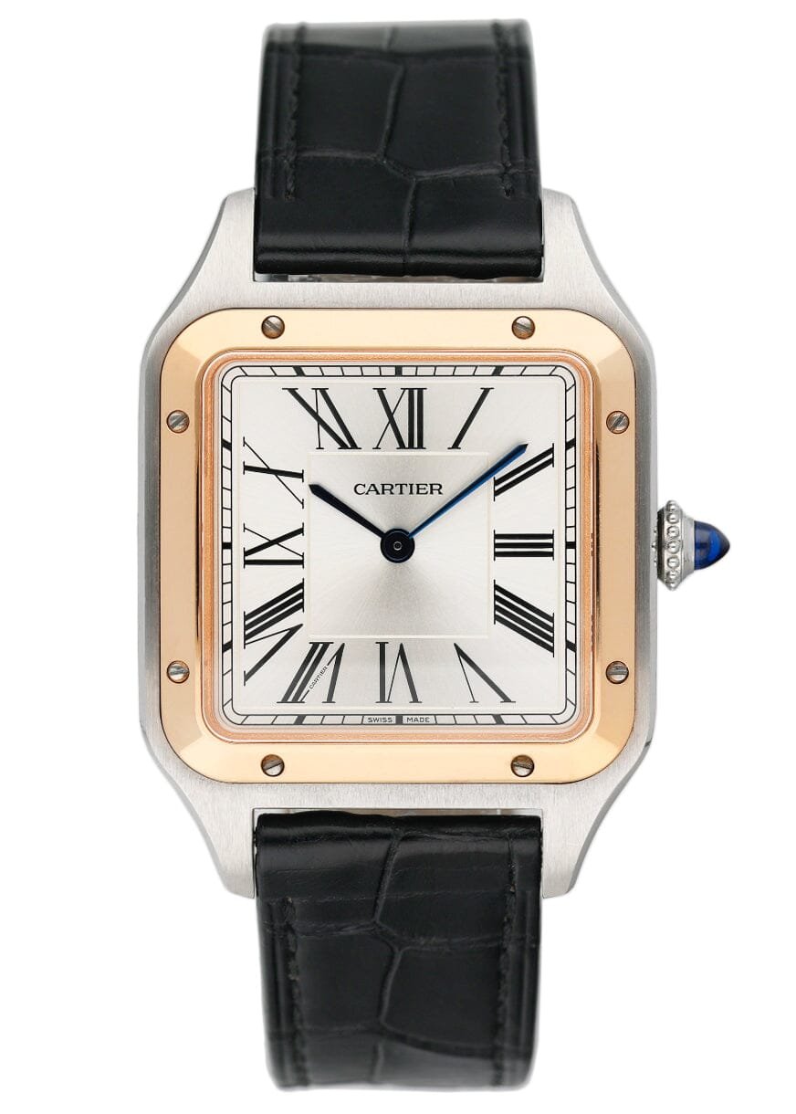 Cartier Santos Dumont W2SA0011 mostrador prata Relógio Masculino Caixa e Documentos