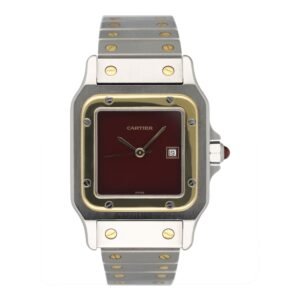 Cartier Santos Galbee 2961 Burgundy Dial Two Tone Relógio