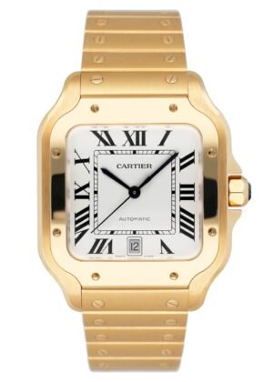 Cartier Santos WGSA0029 Large ouro amarelo Relógio Masculino Caixa e Documentos