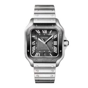 Cartier Santos WSSA0037 mostrador cinza Relógio Masculino Caixa e Documentos
