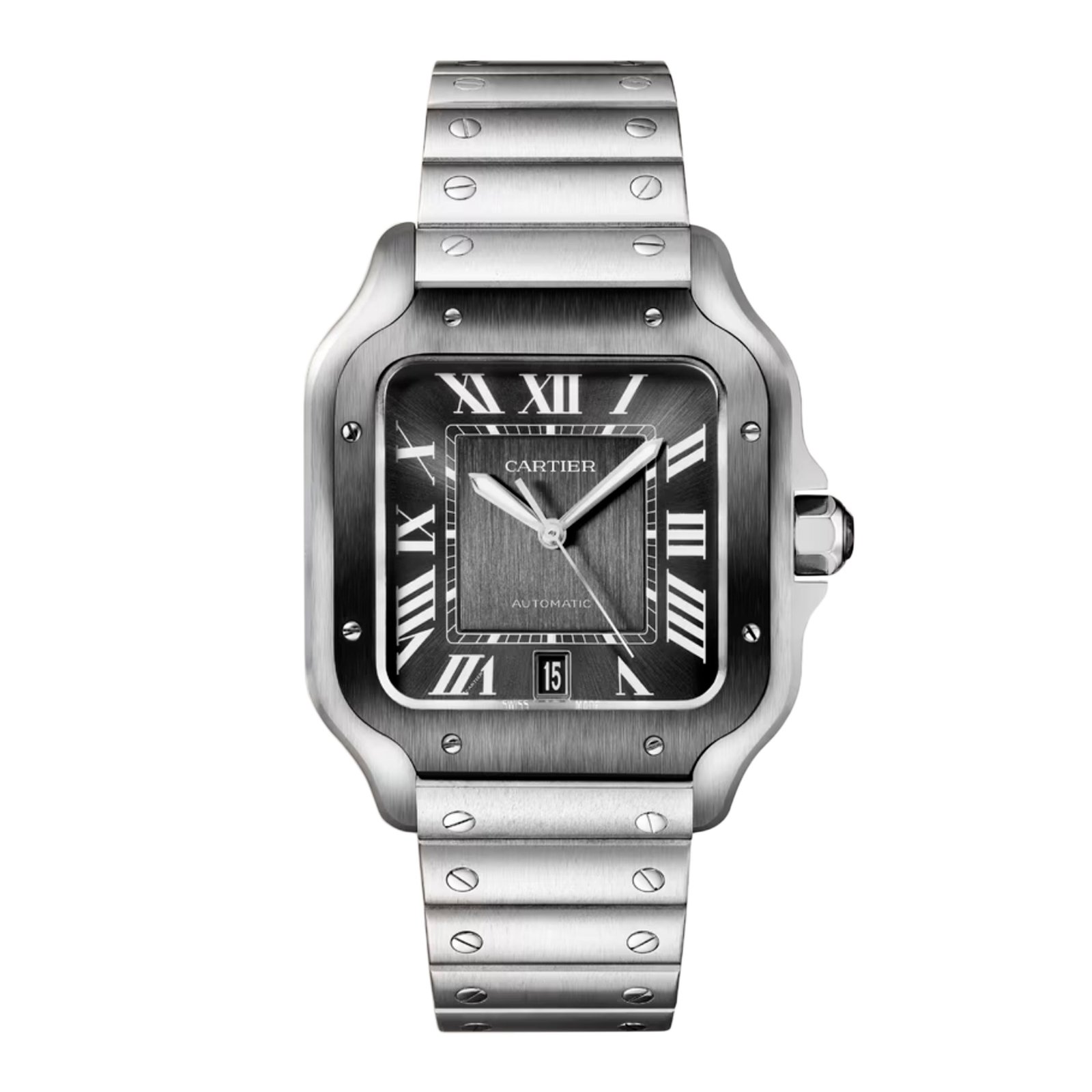 Cartier Santos WSSA0037 mostrador cinza Relógio Masculino Caixa e Documentos