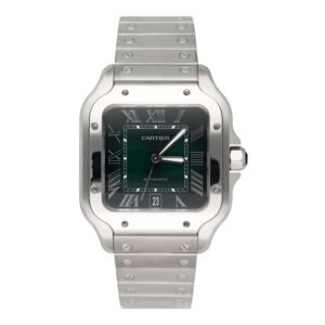 Cartier Santos WSSA0062 Green Dial Relógio Masculino Caixa e Documentos