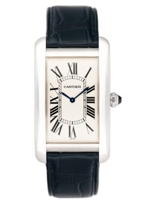 Cartier Tank Americaine Large W2601356 Rhodiumized 18k ouro branco Relógio Masculino