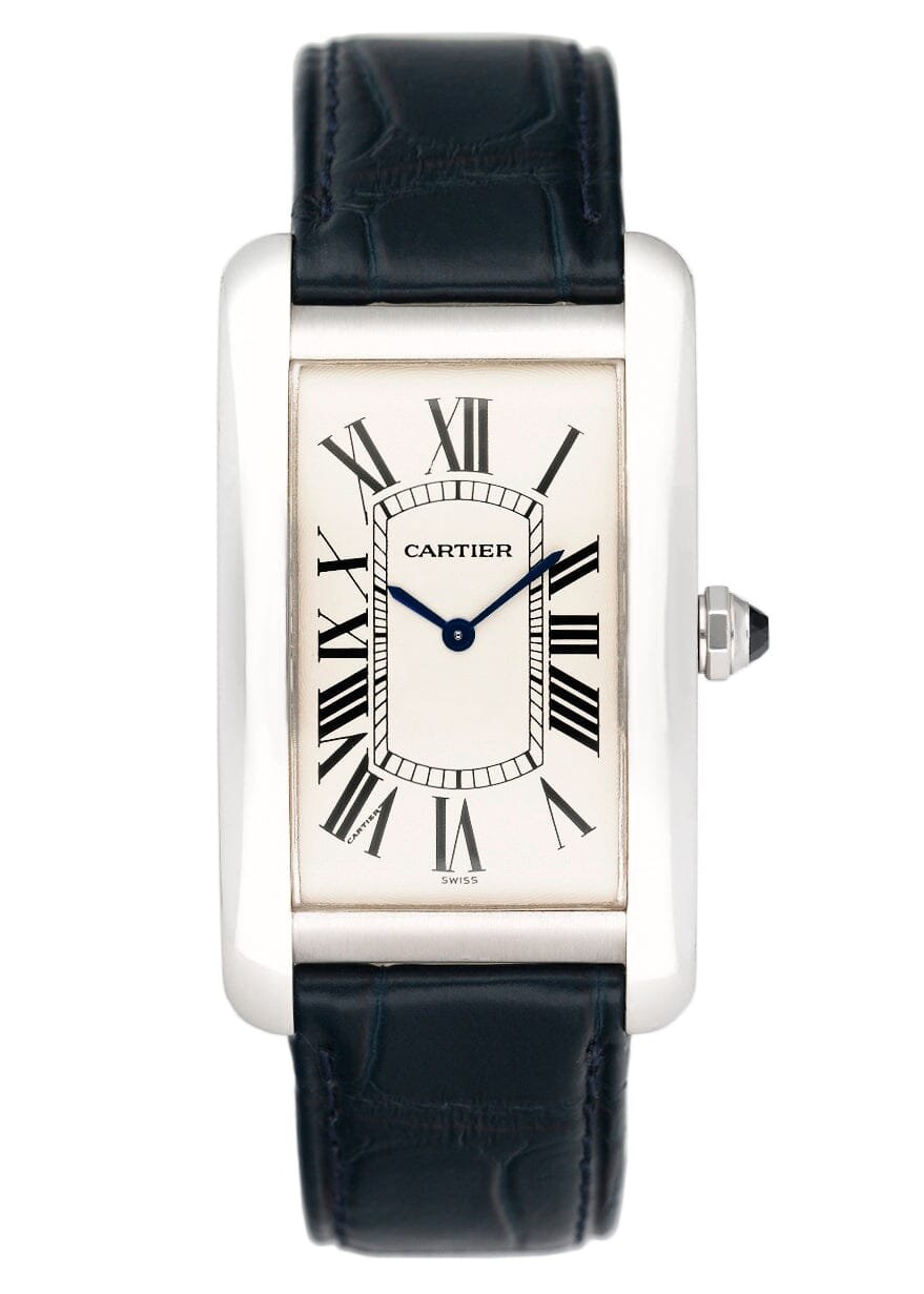 Cartier Tank Americaine Large W2601356 Rhodiumized 18k ouro branco Relógio Masculino