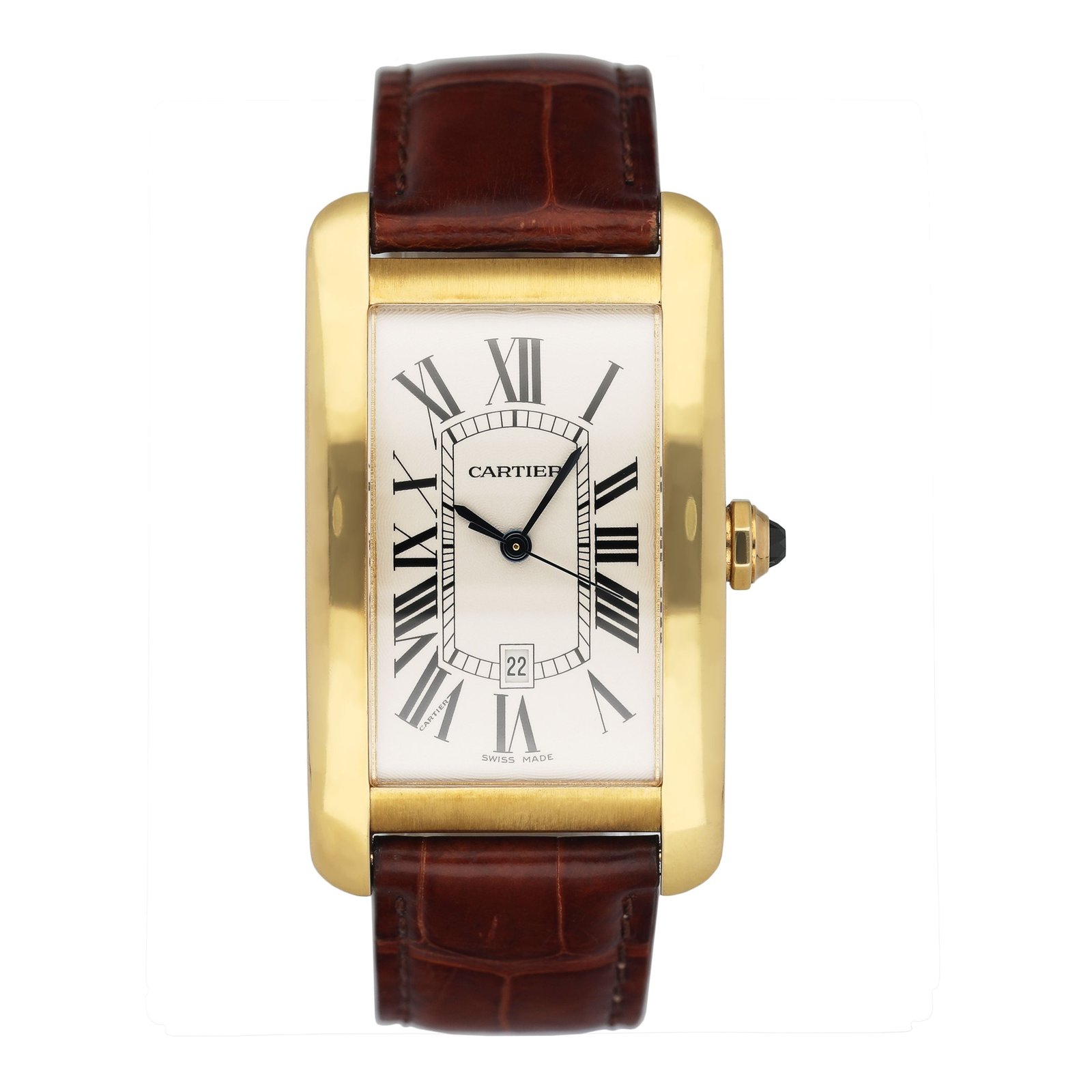 Cartier Tank Americaine Large W2603156 18k ouro amarelo Relógio Masculino Caixa e Documentos