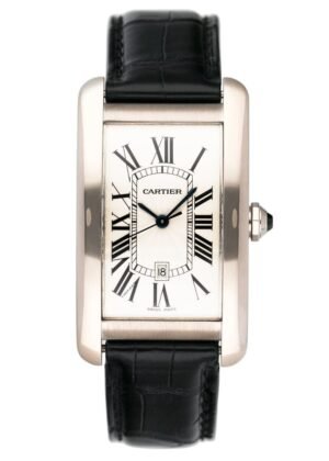 Cartier Tank Americaine Large W2603256 Rhodiumized 18k ouro branco Relógio Masculino