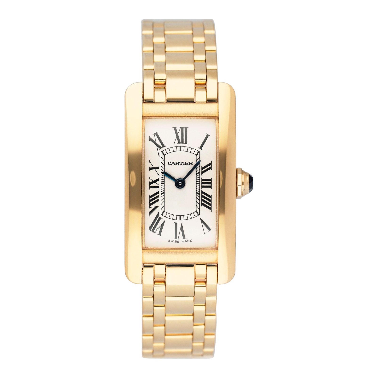 Cartier Tank Americaine W26015K2 18k ouro amarelo Relógio Feminino