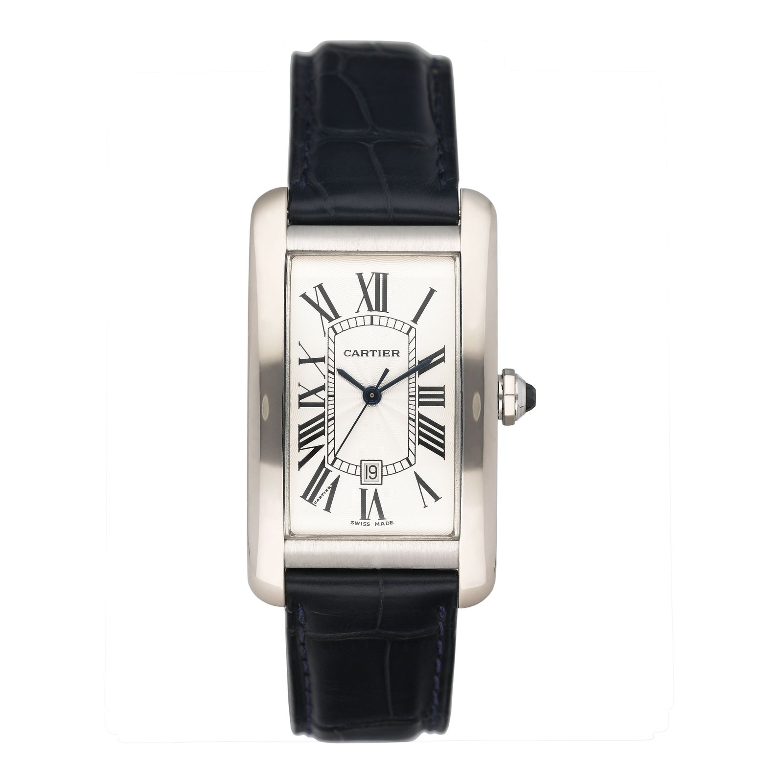 Cartier Tank Americaine W2605556 18k ouro branco Relógio Masculino