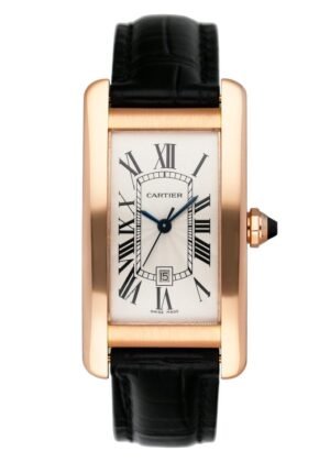 Cartier Tank Americaine W2620030 18k ouro rosa Relógio Feminino Caixa e Documentos