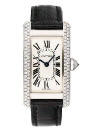Cartier Tank Americaine WB701851 18k ouro branco Diamond Relógio Feminino