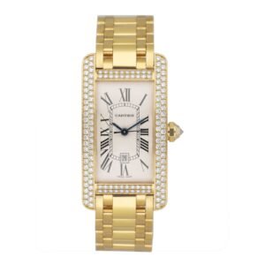 Cartier Tank Americaine WB7057K2 Diamond 18k ouro amarelo Relógio Feminino