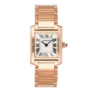 Cartier Tank Francaise W500264H 18k ouro rosa Relógio Feminino Caixa e Documentos