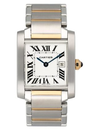 Cartier Tank Francaise W51012Q4 Two Tone Midsize Relógio Feminino